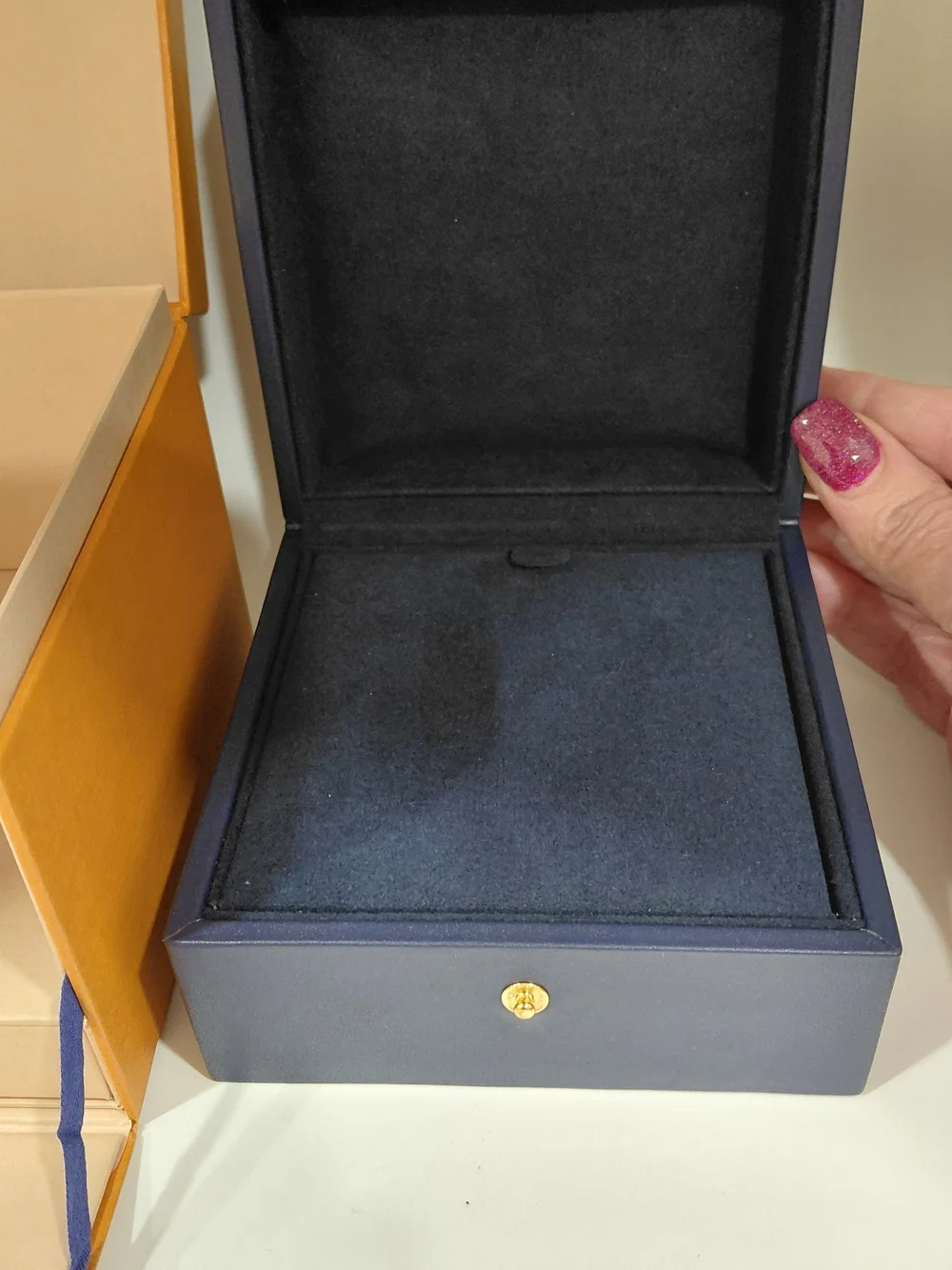 Louis Vuitton Jewelry Storage Box In Signature Orange And Navy Blue GUC!
